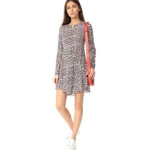 A.L.C. Randi silk abstract floral paisley Long sleeve dress size 2 black red